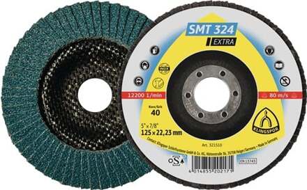 Lamellenschuurschijf | d. 125 mm korreling 60 12graden conisch | RVS zirkoniumkorund | 10 stuks - 321512 321512