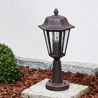 Lamina sokkellamp, 39 cm, lantaarn, metaal, E27 zwart-roest, helder