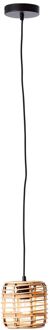 lamp, Crosstown hanglamp 16cm licht hout/zwart, bamboe/metaal, 1x A60, E27, 40W, normale lampen (niet meegeleverd), A++