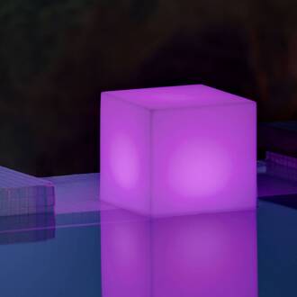 Lamp op zonne-energie Cuby kubus, hoogte 32 cm wit