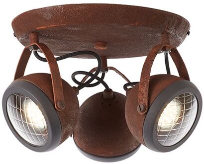 lamp Rider Spotrondell 3flg roestkleurig | 3x PAR51, GU10, 25W, geschikt voor reflectorlampen (niet inbegrepen) | Schaal A ++ tot E | Hoofden draaien