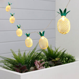 Lampen koord - ananas lantaarn LED - 10 lampjes - zonne-energie Geel