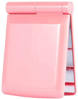 Lampen Vrouwen Opvouwbare Make Spiegels 1Pcs 8 Led Verlichting Lady Cosmetische Hand Vouwen Draagbare Compacte Pocket Spiegel roze