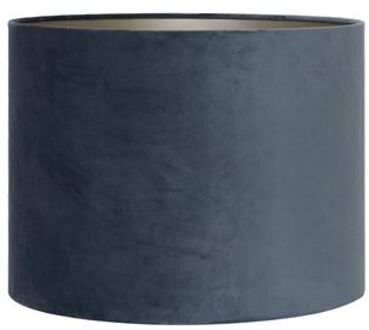 Lampenkap cilinder VELOURS - 30-30-21cm - dusty blue Blauw