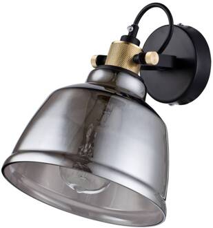 Lampenkap uit rookglas - wandlamp Irving rookgrijs, zwart, goud