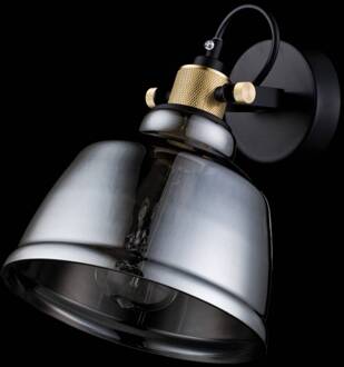 Lampenkap uit rookglas - wandlamp Irving rookgrijs, zwart, goud