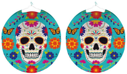 Lampion Halloween - 4x - 25 cm - rond - day of the dead - halloween thema