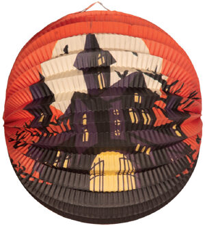 Lampion Halloween thema spookhuis - ronde - dia 25 cm - papier