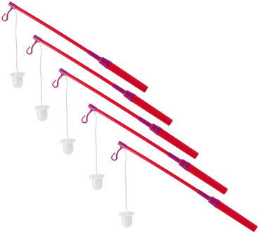 Lampionstokje - 10x - met LED lichtje - incl. batterijen - 40 cm - rood