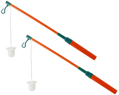 Lampionstokje - 2x - met LED lichtje - incl. batterijen - 40 cm - oranje