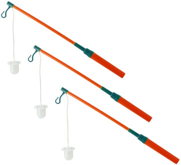 Lampionstokje - 3x - met LED lichtje - incl. batterijen - 40 cm - oranje