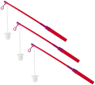 Lampionstokje - 3x - met LED lichtje - incl. batterijen - 40 cm - rood
