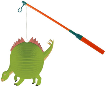 Lampionstokje 40 cm - met dinosaurus lampion - groen - D25 cm