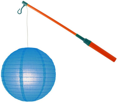 Lampionstokje 40 cm - met lampion - blauw - D25 cm