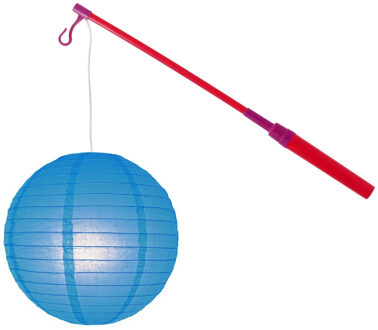 Lampionstokje 40 cm - met lampion - blauw - D25 cm