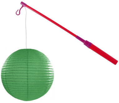 Lampionstokje 40 cm - met lampion - donker groen - D25 cm