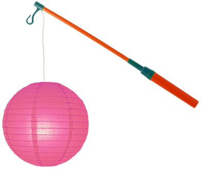 Lampionstokje 40 cm - met lampion - fuchsia - D25 cm