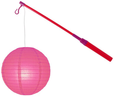 Lampionstokje 40 cm - met lampion - fuchsia - D25 cm