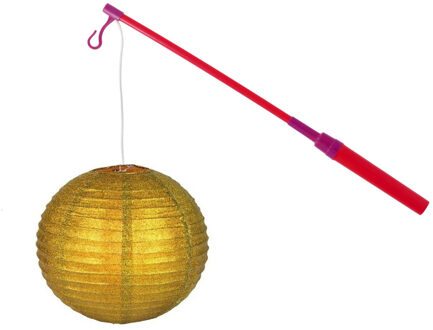 Lampionstokje 40 cm - met lampion - goud - D25 cm