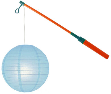 Lampionstokje 40 cm - met lampion - licht blauw - D25 cm