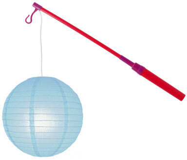 Lampionstokje 40 cm - met lampion - licht blauw - D25 cm