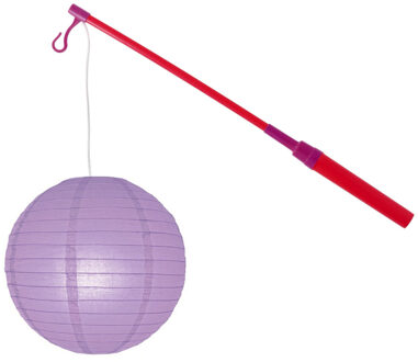 Lampionstokje 40 cm - met lampion - lila paars - D25 cm