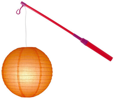 Lampionstokje 40 cm - met lampion - oranje - D25 cm