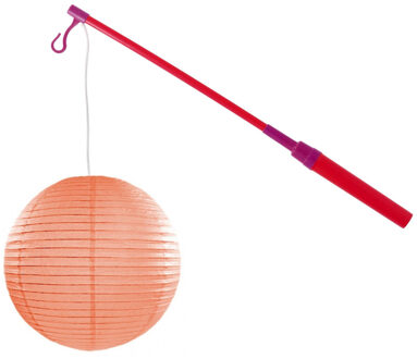 Lampionstokje 40 cm - met lampion - oranje - D25 cm