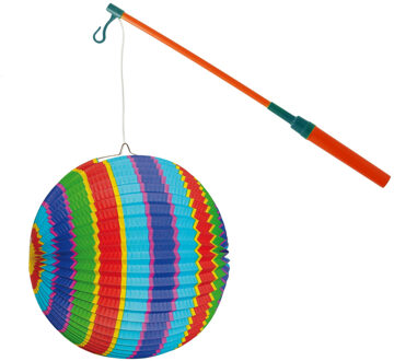 Lampionstokje 40 cm - met lampion - regenboog kleuren - D25 cm