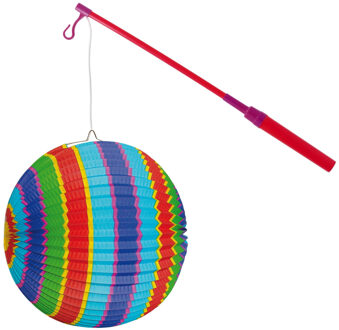Lampionstokje 40 cm - met lampion - regenboog kleuren - D25 cm