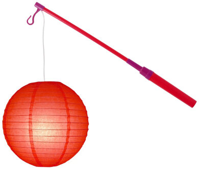 Lampionstokje 40 cm - met lampion - rood - D25 cm