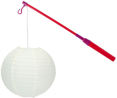 Lampionstokje 40 cm - met lampion - wit - D25 cm