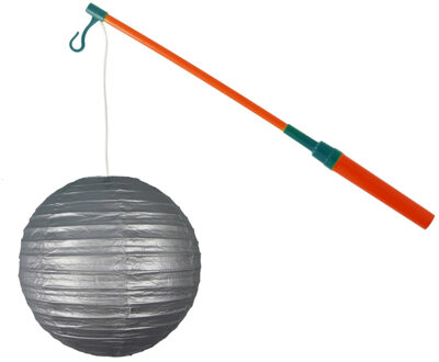 Lampionstokje 40 cm - met lampion - zilver - D25 cm