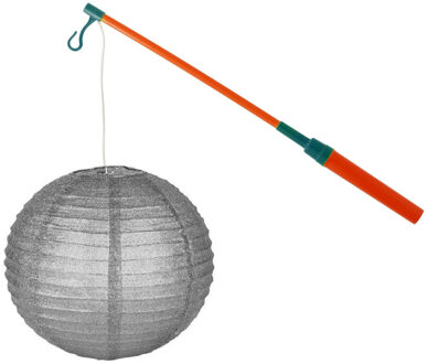 Lampionstokje 40 cm - met lampion - zilver - D25 cm