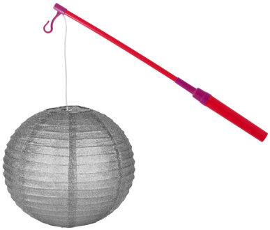 Lampionstokje 40 cm - met lampion - zilver - D25 cm