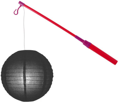 Lampionstokje 40 cm - met lampion - zwart - D25 cm