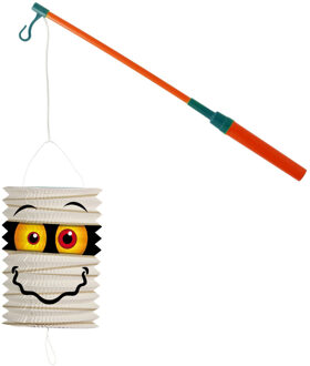 Lampionstokje 40 cm - met mummie lampion - wit - H22 cm