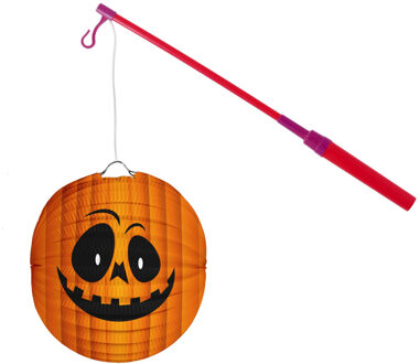 Lampionstokje 40 cm - met pompoen lampion - oranje - D25 cm
