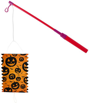 Lampionstokje 40 cm - met pompoen lampion - oranje - H22 cm
