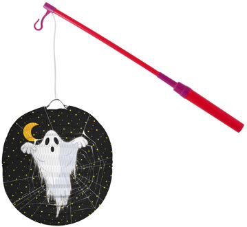 Lampionstokje 40 cm - met spook lampion - zwart - D25 cm