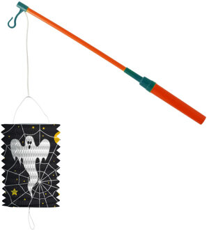 Lampionstokje 40 cm - met spook lampion - zwart - H22 cm