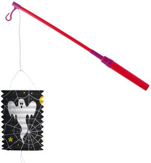 Lampionstokje 40 cm - met spook lampion - zwart - H22 cm