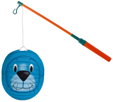 Lampionstokje 40 cm - met zeehond lampion - blauw - D25 cm