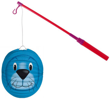 Lampionstokje 40 cm - met zeehond lampion - blauw - D25 cm