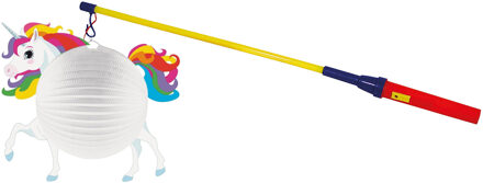Lampionstokje 50 cm - met eenhoorn lampion - wit - D25 cm