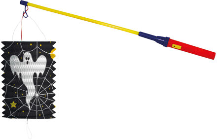 Lampionstokje 50 cm - met spook lampion - zwart - H18 cm