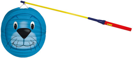 Lampionstokje 50 cm - met zeehond lampion - blauw - D22 cm