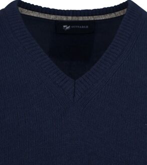 Lamswol Trui V-Hals Donkerblauw - M