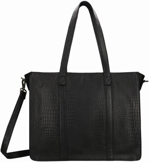 Lana Croco Workbag 15.6" black handtas dames Zwart - H 32 x B 40 x D 10 cm