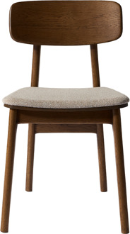 Lana houten eetkamerstoel gerookt eiken  - met beige stoffen zitting Bruin